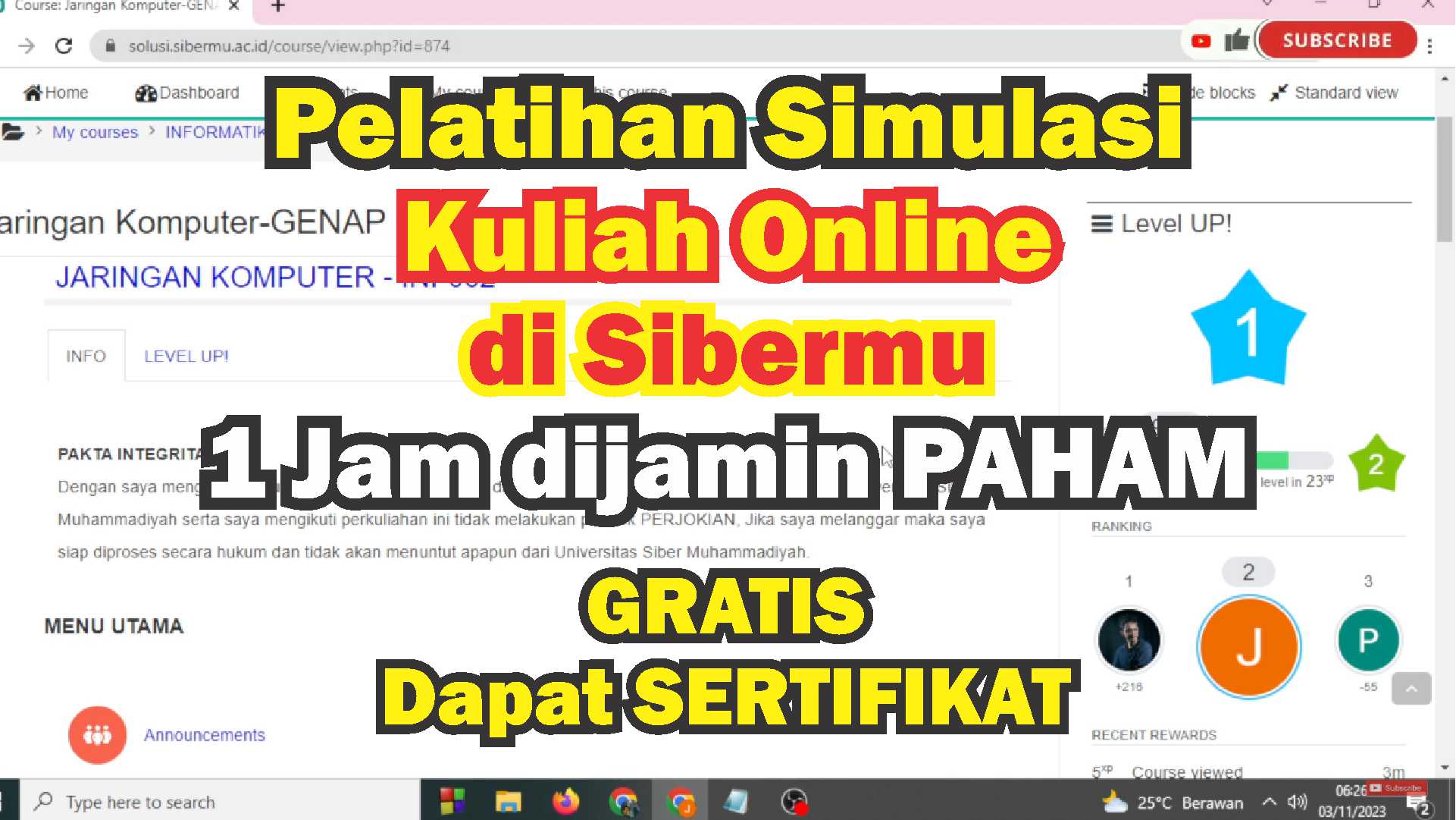 Cara berkuliah Online di SiberMu-(FREE)